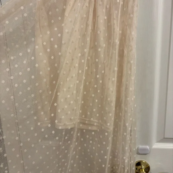 Entry Ivory Embroidered Maxi Dress with Sheer Polka Dot Overlay - Picture 2 of 15